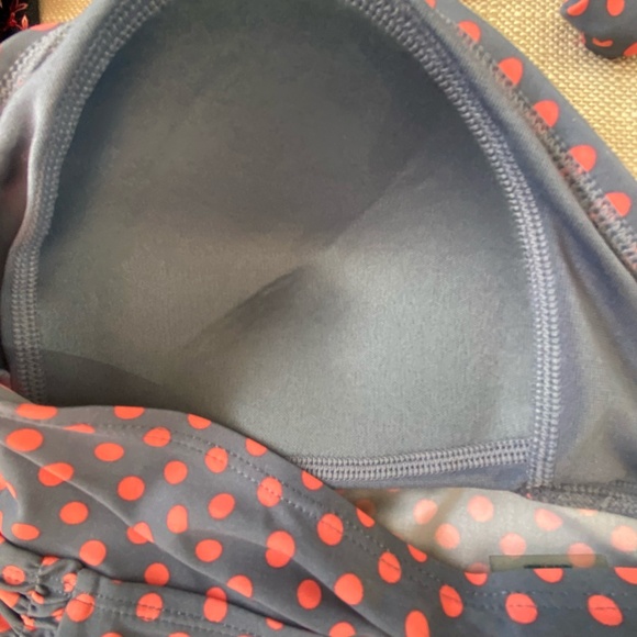 Beach Bump Maternity Grey/Coral Polka Dot Padded Bra High Rise Beach Swimsuit-Lg - Picture 7 of 15